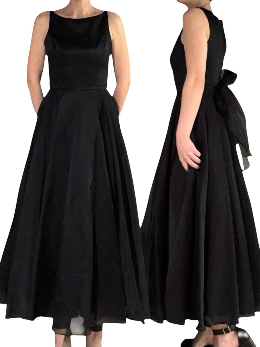 CDC Evening | Vintage Retro High Neck Bow Back Fit Flare Dress